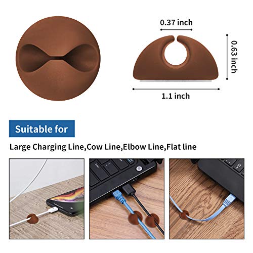 CHEFBEE 8 Pack Adhesive Cable Clips, Cable Cord Holder Organizer Management System for Desk, Wire Clips for All Your Computer, Electrical, Charging or Mouse Cord, Coffee - Image 2