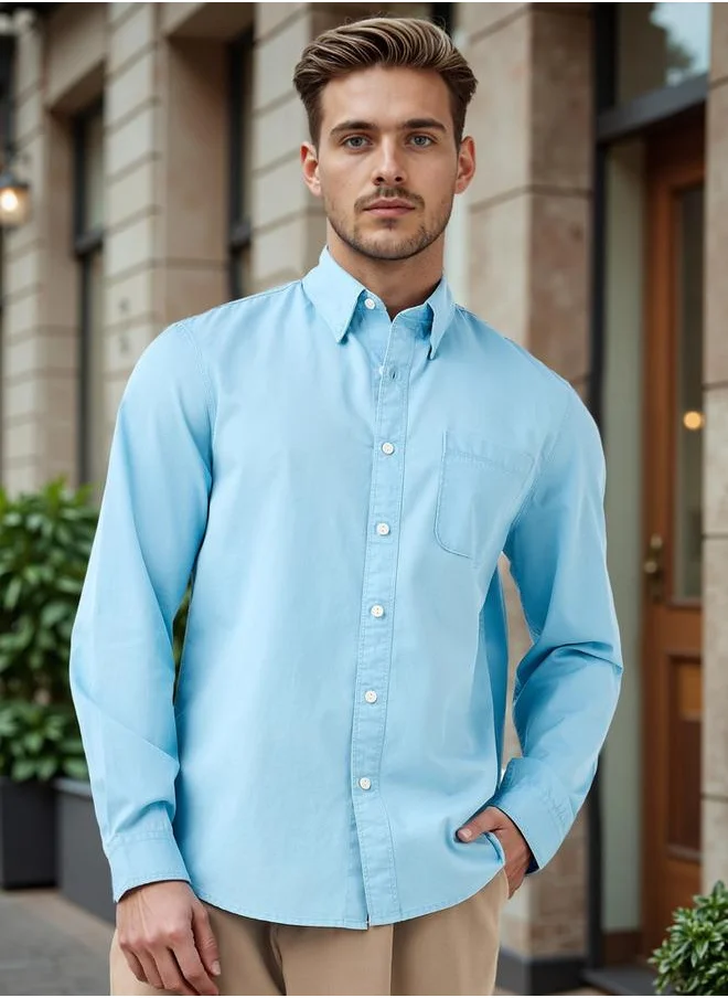 Lee Cooper Lee Cooper Regular Fit Collared Shirt with Chest Pocket