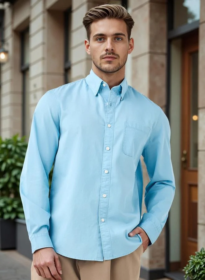 Lee Cooper Regular Fit Collared Shirt with Chest Pocket