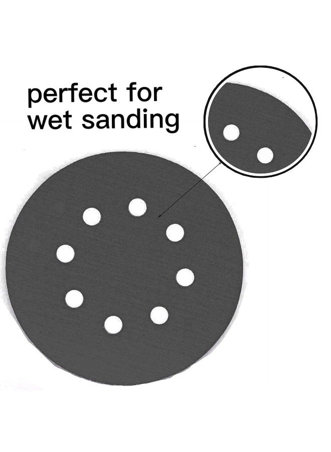 60Pcs 5 Inch 8 Holes Sanding Discs, Hook Loop Silicon Carbide Sandpaper Mixed Grit 400-2000 Wet Dry Polishing Pad for Wood Car Grinding - Image 3