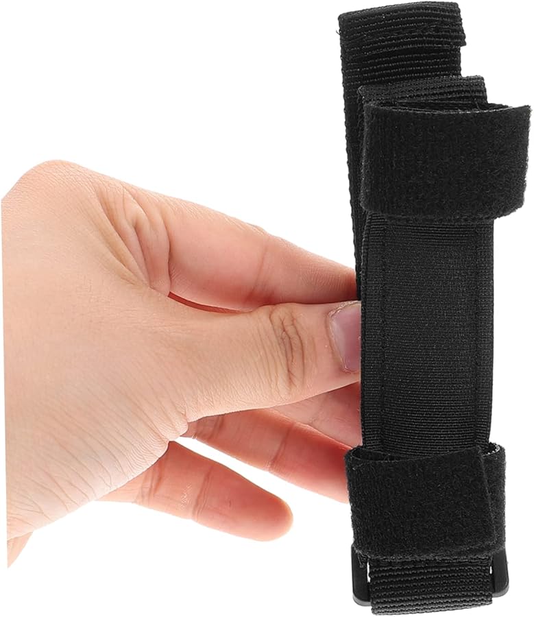 حامل أدوات مائدة قابل للتكيف مع حزام معصم مع فتحة ملعقة ودعم قبضة للمسنين وذوي الإعاقة من النايلون الأسود - Image 4