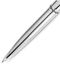 POLICE Meiryo Black Silver Stainless Steel Textured Pen with Silver Trims and Blue Ink  - Image 3