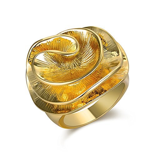 Mytys Cocktail Rings for Women Fashion 18K Gold Plated Flower Statement Ring Wedding Engagement Party Jewelry Gift Size 10 - Image 1