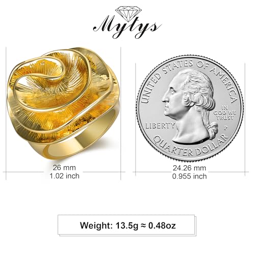 Mytys Cocktail Rings for Women Fashion 18K Gold Plated Flower Statement Ring Wedding Engagement Party Jewelry Gift Size 10 - Image 5
