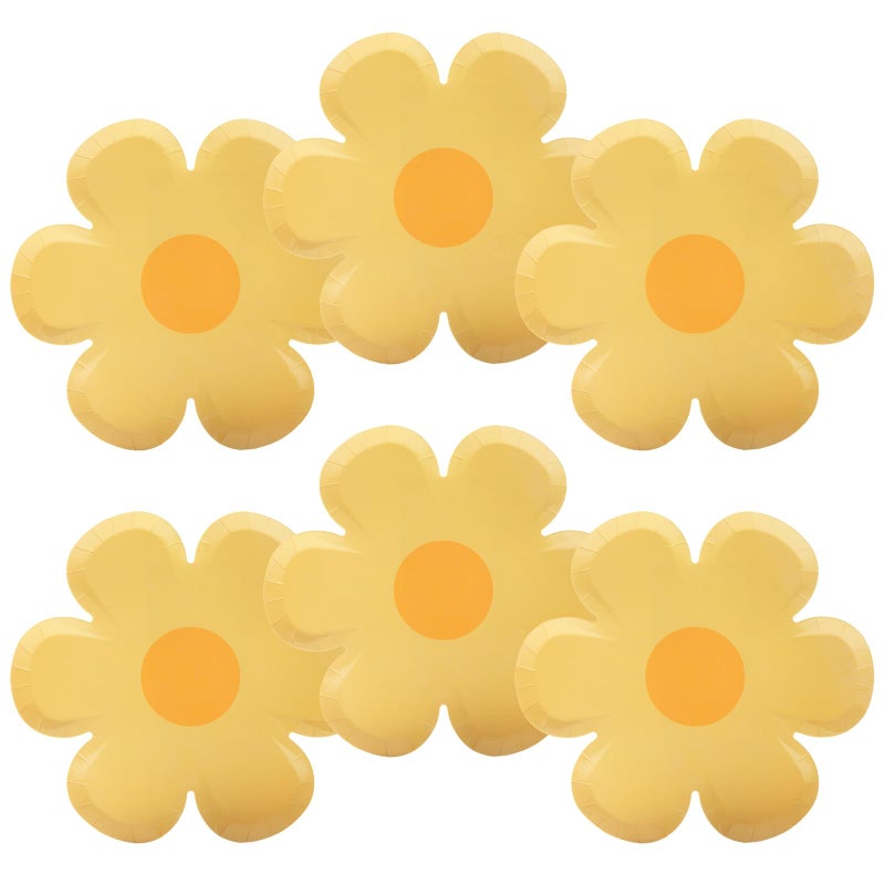 GGBOY 40PCS Daisy Plates Flower Paper Plates  8"" Yellow Daisy Paper Plates Flower Plates Disposable  Groovy Plates Spring Daisy Party Paper Plates Cute Flower Shaped Paper Plates Daisy Party Supplies - Image 1