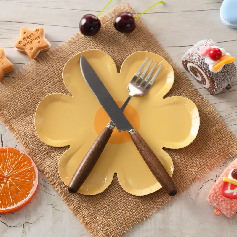 GGBOY 40PCS Daisy Plates Flower Paper Plates  8"" Yellow Daisy Paper Plates Flower Plates Disposable  Groovy Plates Spring Daisy Party Paper Plates Cute Flower Shaped Paper Plates Daisy Party Supplies - Image 3