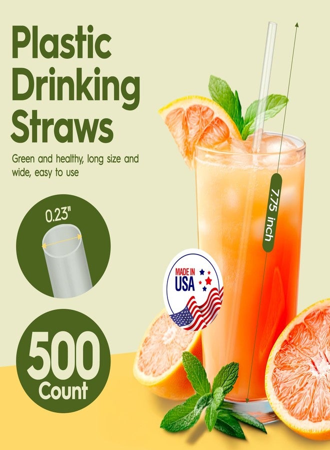 Delxo 500 Count Individually Wrapped Clear Plastic Straws - 7.75 Inch Long, 0.23 Inch Diameter - Disposable Drinking Straws for Party, Every Occasion - Made in USA - Image 2