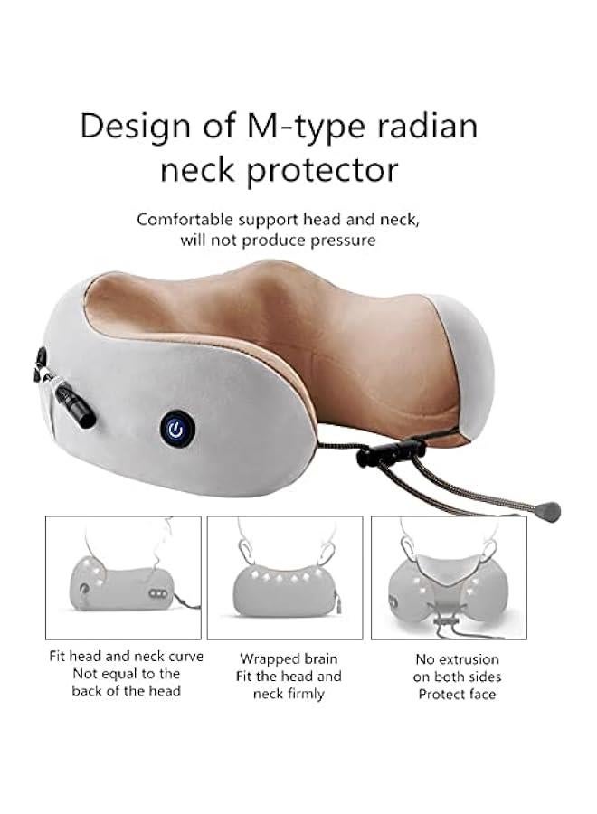 BWSJ Neck Massage Pillow Electric UShaped Cervical Massage Pillow with USB Charging ligent Memory Foam Pillow for Traveling Work Home Office Airplane - Image 2