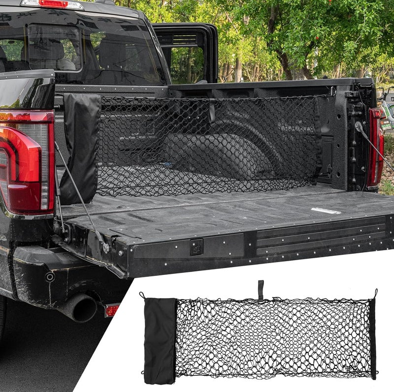 Maxzina Cargo Net Compatible with 2015-2025 Ford F150 2017+ F250 F350 F450 Truck Bed Cargo Net 4.10'×1.51' Double Layer Envelope Style Dense Mesh Trunk Organizer for 2024 F-150 Exterior Accessories - Image 1