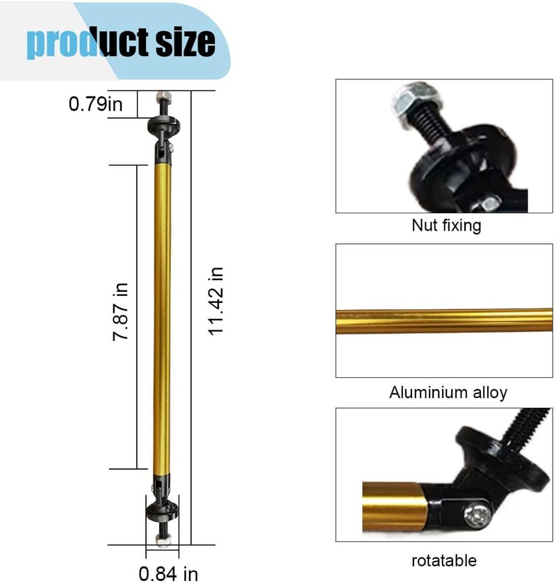 BDZMC 2PCS 11.42'' Splitter Strut Rods, Car Bumper Strut Rods, Front Lip Rod Protector Splitter, Adjustable Tie Support Bars, Lip Bumper Splitter, Universal Splitter Diffuser Strut Rods (Gold) Gulf mainstream practical design - Image 2