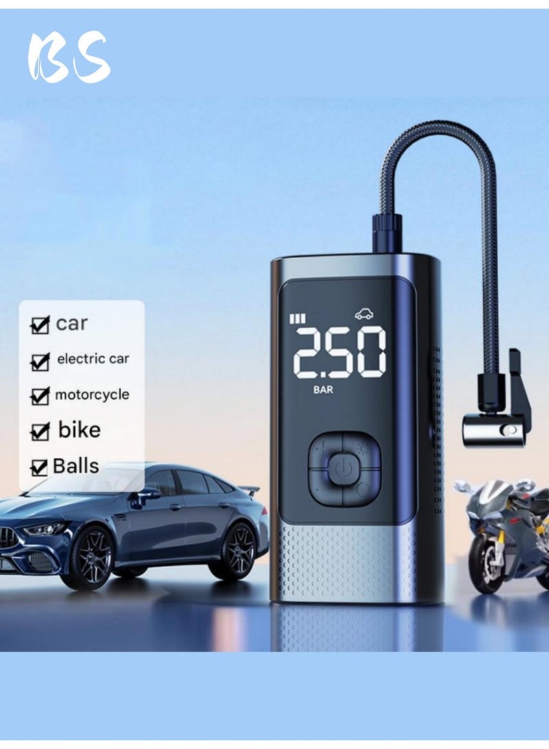 BS Wireless digital car tire inflator(4 nozzles) , portable air compressor, 150PSI, automatically stops when fully charged, with LED indicator, fast portable air pump, suitable for cars, bicycles, motorcycles, balls, air mattresses, etc. - Image 2