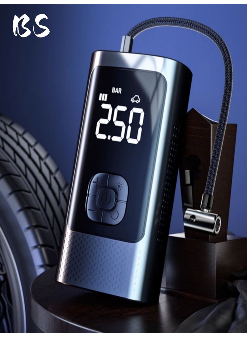 BS Wireless digital car tire inflator(4 nozzles) , portable air compressor, 150PSI, automatically stops when fully charged, with LED indicator, fast portable air pump, suitable for cars, bicycles, motorcycles, balls, air mattresses, etc. - Image 1