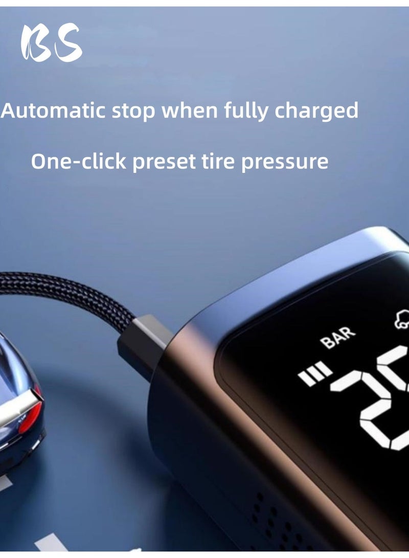 BS Wireless digital car tire inflator(4 nozzles) , portable air compressor, 150PSI, automatically stops when fully charged, with LED indicator, fast portable air pump, suitable for cars, bicycles, motorcycles, balls, air mattresses, etc. - Image 5