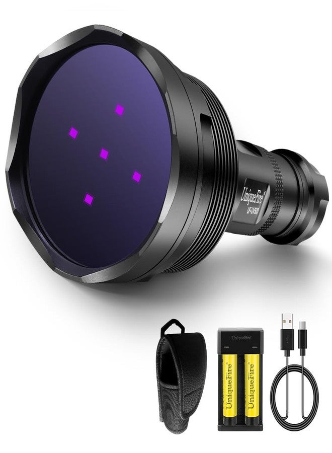 UniqueFire 365nm Black Light UV Flashlight with 5 LEDs Professional UV Light, 50W Powerful Blacklight Flashlight Rechargeable for Pet Urine Finding & Mineral, Antique Detection, Scorpion Search, etc - Image 1