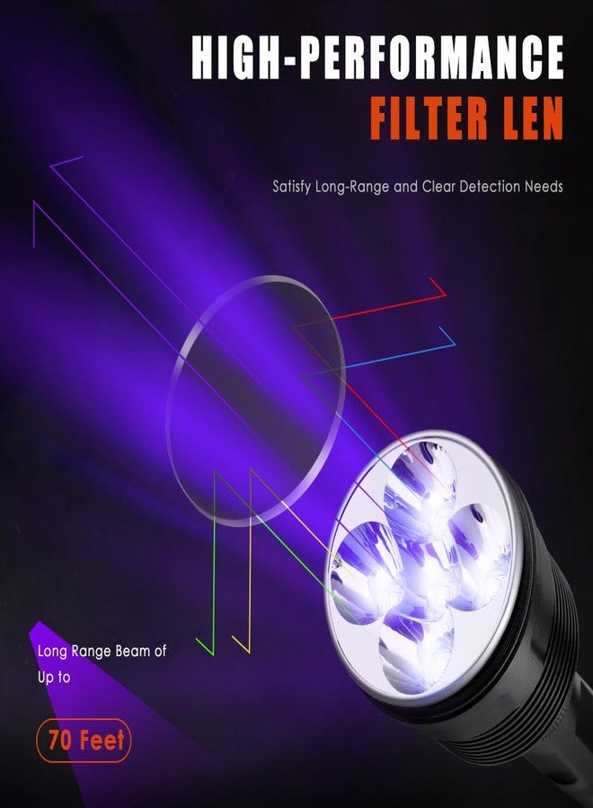 UniqueFire 365nm Black Light UV Flashlight with 5 LEDs Professional UV Light, 50W Powerful Blacklight Flashlight Rechargeable for Pet Urine Finding & Mineral, Antique Detection, Scorpion Search, etc - Image 5