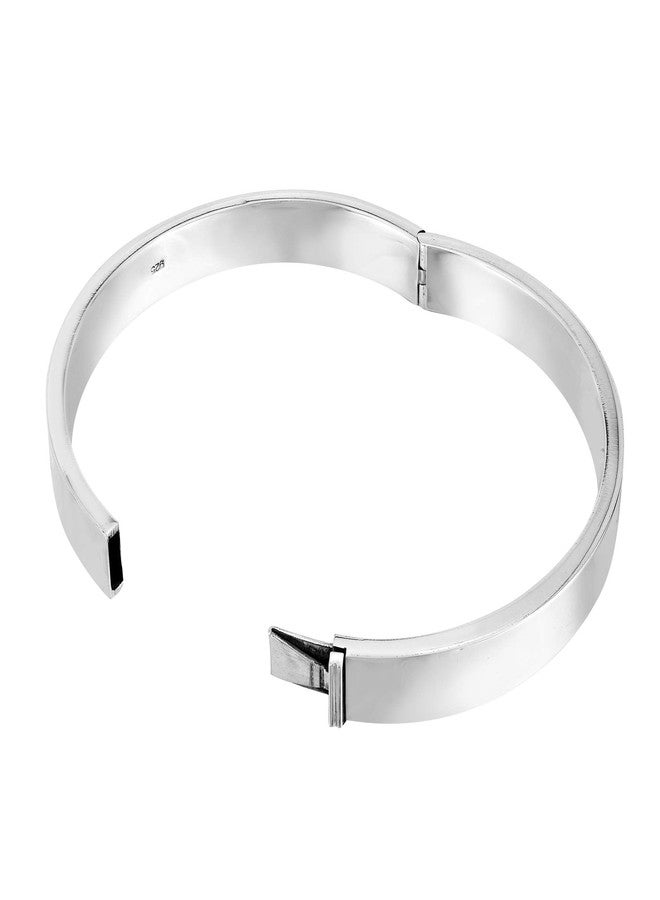 AeraVida Classic Modern Hinged 7 mm Oval .925 Sterling Silver Bangle Bracelet | Minimalist Round Bracelet for Women | Casual Daily Wear Accessory - Image 2