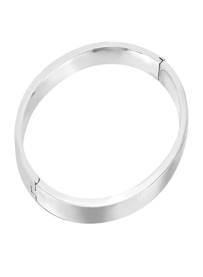 AeraVida Classic Modern Hinged 7 mm Oval .925 Sterling Silver Bangle Bracelet | Minimalist Round Bracelet for Women | Casual Daily Wear Accessory - Image 3