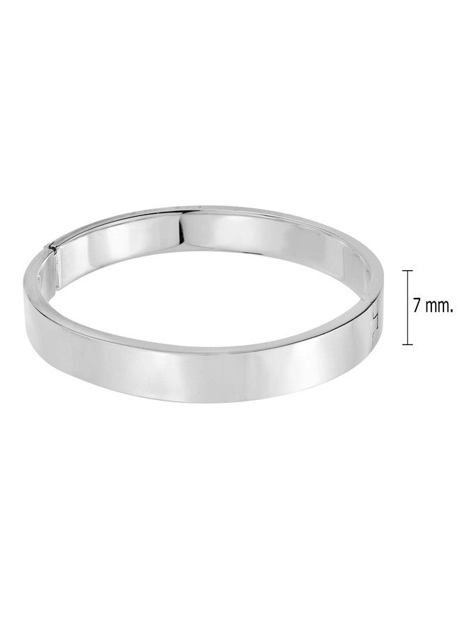 AeraVida Classic Modern Hinged 7 mm Oval .925 Sterling Silver Bangle Bracelet | Minimalist Round Bracelet for Women | Casual Daily Wear Accessory - Image 4
