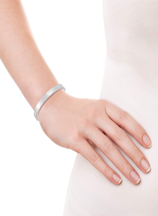 AeraVida Classic Modern Hinged 7 mm Oval .925 Sterling Silver Bangle Bracelet | Minimalist Round Bracelet for Women | Casual Daily Wear Accessory - Image 5