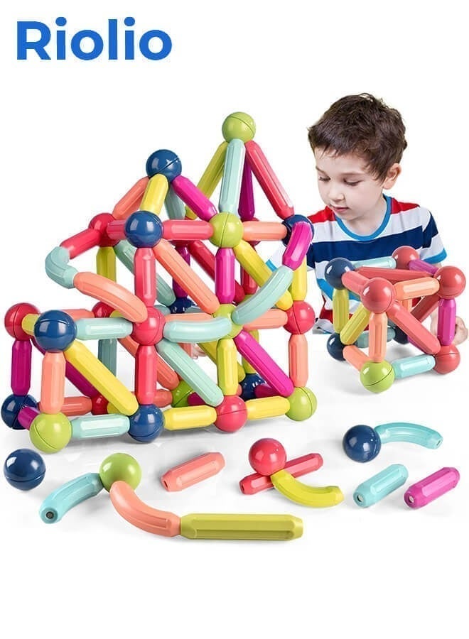 ريوليو ChatGPT 说：  لعبة البناء المغناطيسية للأطفال، 66 قطعة – قضبان وكرات مغناطيسية لتنمية الإبداع، مجموعة تطويرية للبنين والبنات في مرحلة ما قبل المدرسة، هدية مثالية - Image 1