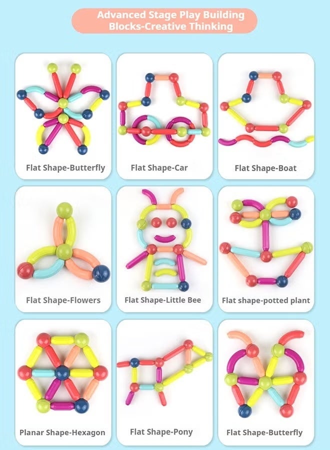 ريوليو ChatGPT 说：  لعبة البناء المغناطيسية للأطفال، 66 قطعة – قضبان وكرات مغناطيسية لتنمية الإبداع، مجموعة تطويرية للبنين والبنات في مرحلة ما قبل المدرسة، هدية مثالية - Image 5