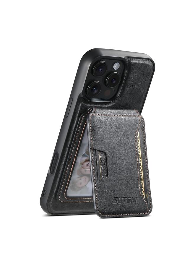 Suteni Case For iPhone 16 Pro Max M3 Card Bag MagSafe Cowhide Texture Leather Phone Case - Image 1