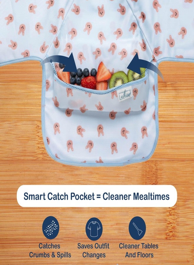 Chic Buddy Baby Apron Waterproof Feeding Dress - Full Sleeves Bibs for Babies 6-12 Months, Easy to Wipe, Comfortable for 1-2 Year Olds with Adjustable hook (Cute Bunny print - Image 3
