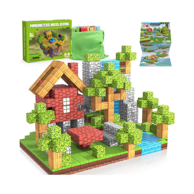 My World Magnetic Building Block Mc Magnetic Block Primitive Forest Cherry Blossom Princess Magma Knight Stem - Image 3