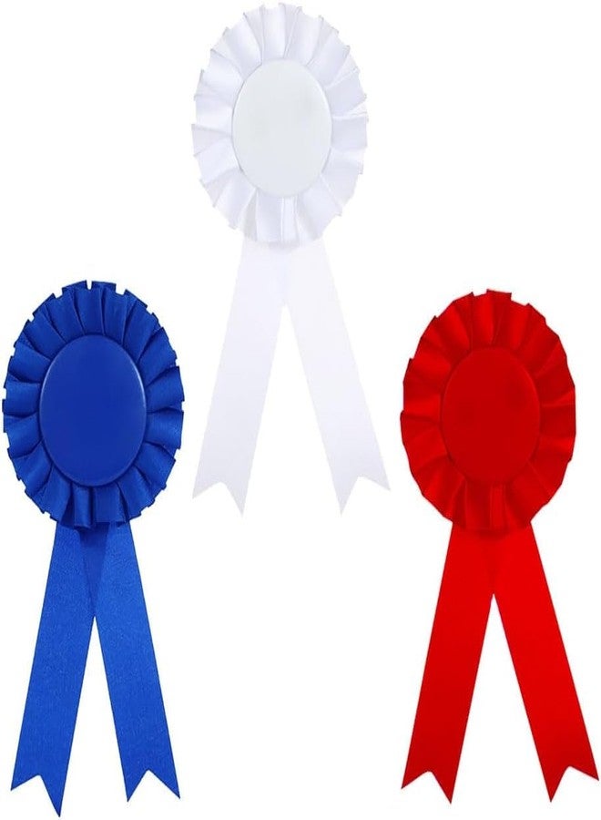 WsjiaboFux 3Pcs Blank Rosette Award Ribbons Blue Red and White Prize Ribbons Make Your Own Place Ribbons Ribbon Badge Recognition Award Ribbons Awards and Incentives Supplies Teaching Materials - Image 1