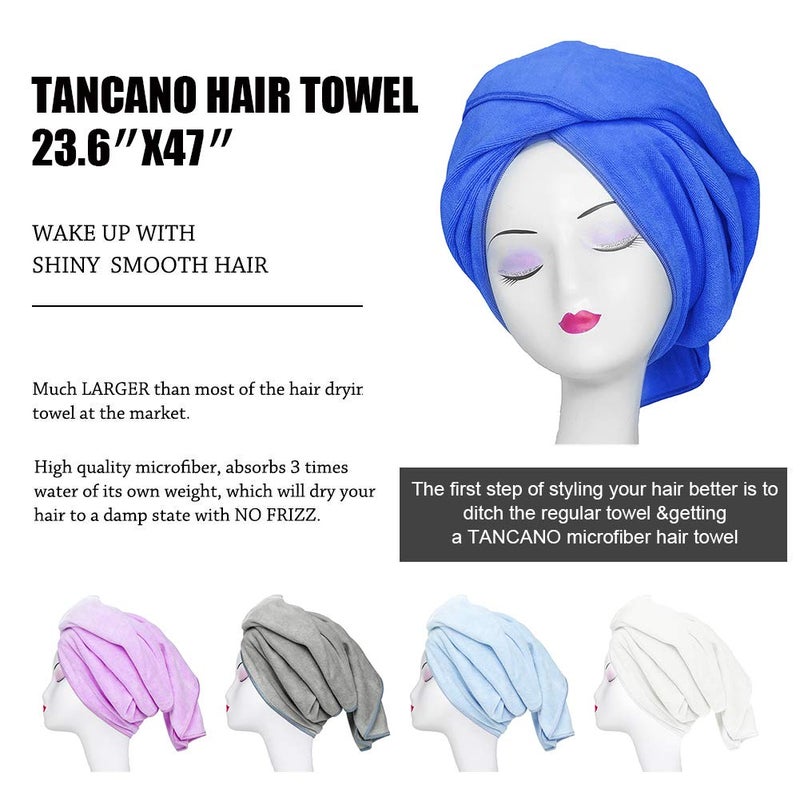 Tancano Large Microfiber Hair Towel For Curly Hair 23.6''X47'' Anti Frizz Hair Wrap Super Absorbent Curly Hair Drying Towel Large Multifunction Towel For Bath Spa Makeup  S.Blue - Image 4