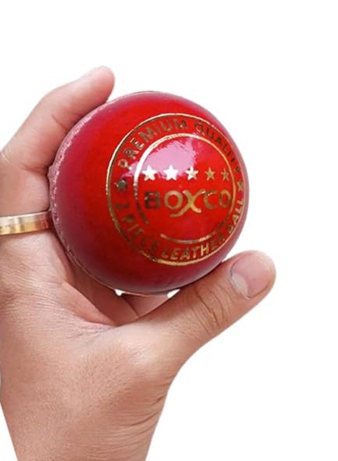 BOXCO Premium Hand Stiched Two Piece Cricket Leather Ball for T20, One Day and Test Matches (Pack of 2) (Premium Red) - Image 2