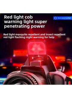 Generic Outdoor White Laser Induction Headlight COB Red Warning Light With Digital Display Long Endurance Super Bright Night Running Fishing Headlight-Color:T48  - Image 5