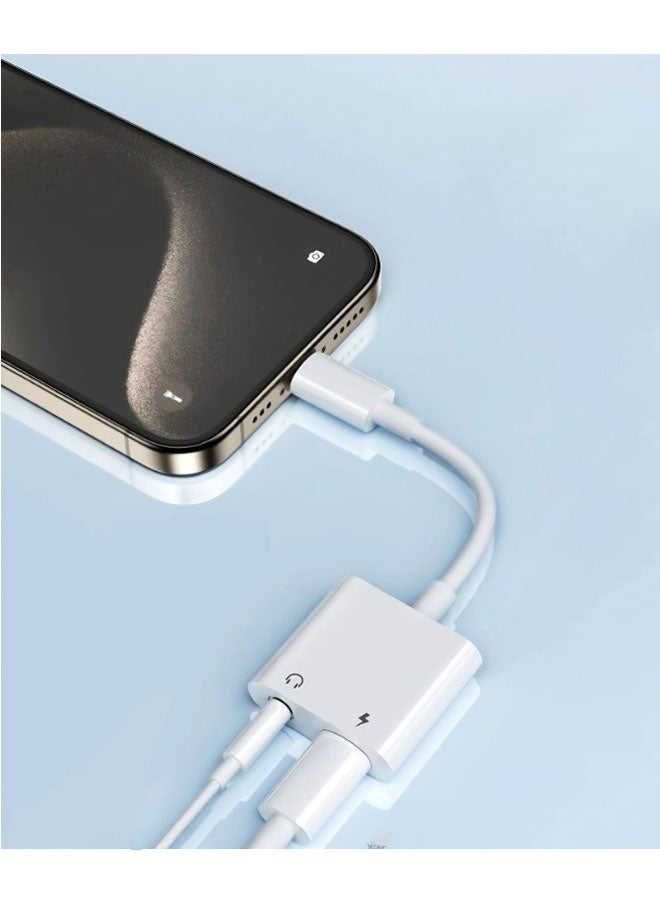 CF USB-C to USB-C Port 3.5mm Audio Charging 2-in-1 Adapter Extender (No Power Required) Charging Audio Sync Connector (White) - Image 2