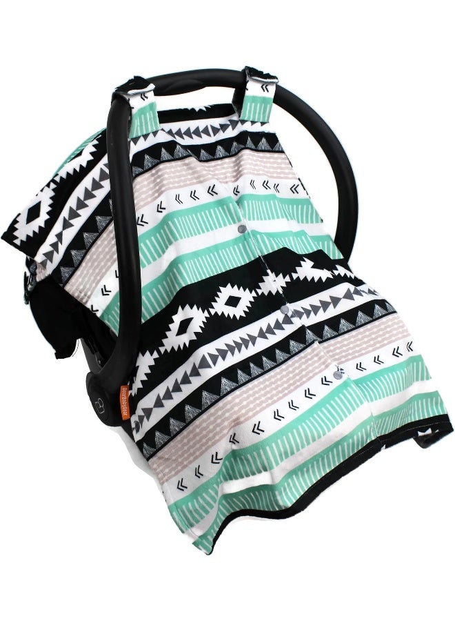 Dear Baby Gear Deluxe Car Seat Canopy, Reversible Custom Minky Print Black, Grey, Mint Moose - Image 5