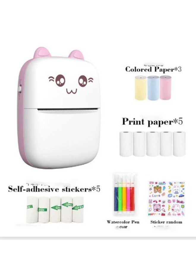 فوميمو طابعة محمولة صغيرة، طابعة حرارية بدون حبر، تتصل لاسلكيًا بالهواتف المحمولة للطباعة. تشمل 5 لفات من ورق الطابعة، و5 لفات من الملصقات اللاصقة، و3 لفات من الورق الملون، ومجموعة من الأقلام الملونة، وورقة ملصقات. مناسبة للمكاتب والمنازل والاستخدام في الهواء الطلق والسفر وما إلى ذلك. (وردي) - Image 1