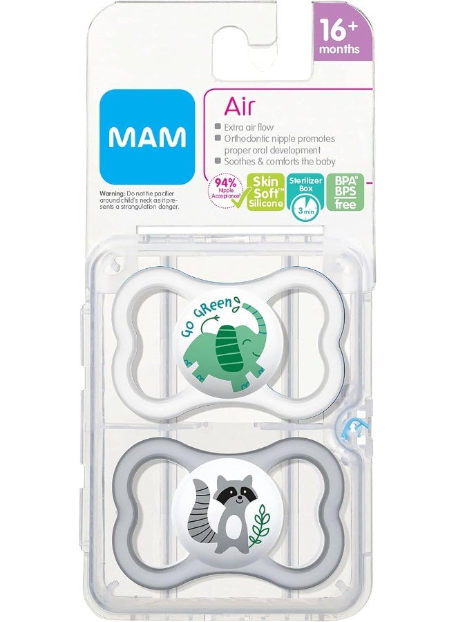 MAM Air Baby Pacifier, for Sensitive Skin, Sterilizer Case, 2 Pack, 16+ Months, Unisex - Image 2