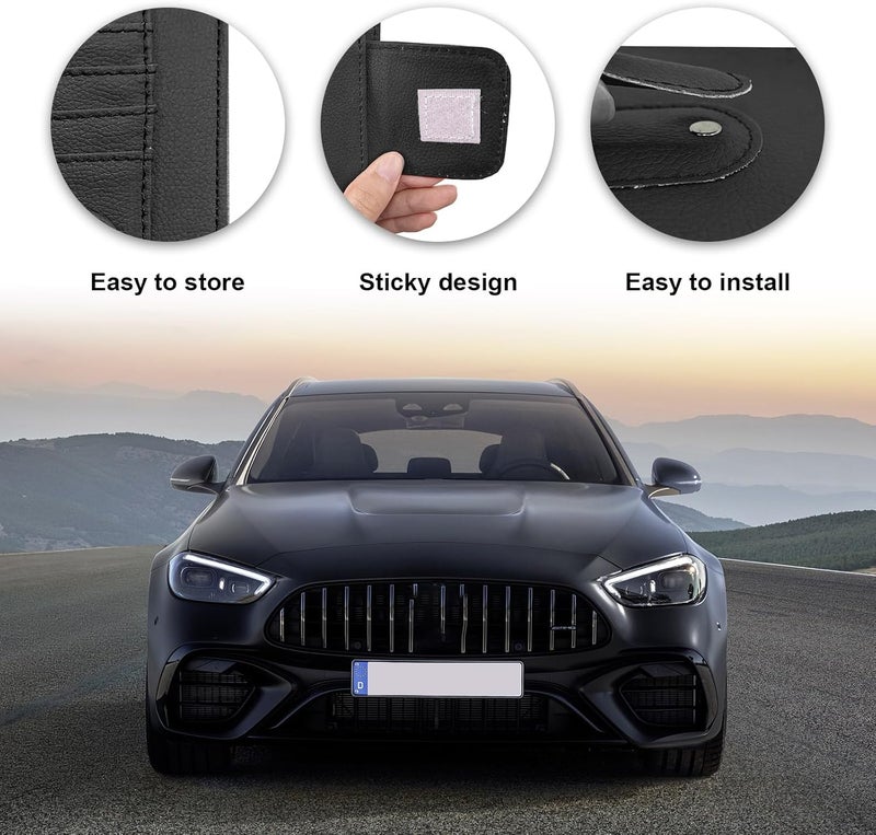 Dickno 2PCS Small Leather Car Sun Visor Organizer - Image 3