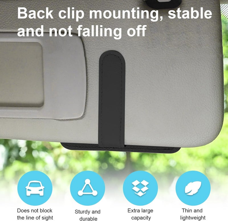 Dickno 2PCS Small Leather Car Sun Visor Organizer - Image 5