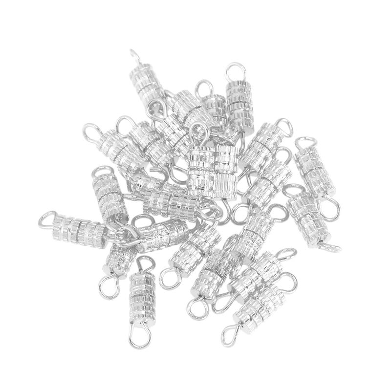 Copper Screw Lock Barrel Clasps with Split Rings for Necklace Bracelet DIY 20PCS Silver Finish - Image 2