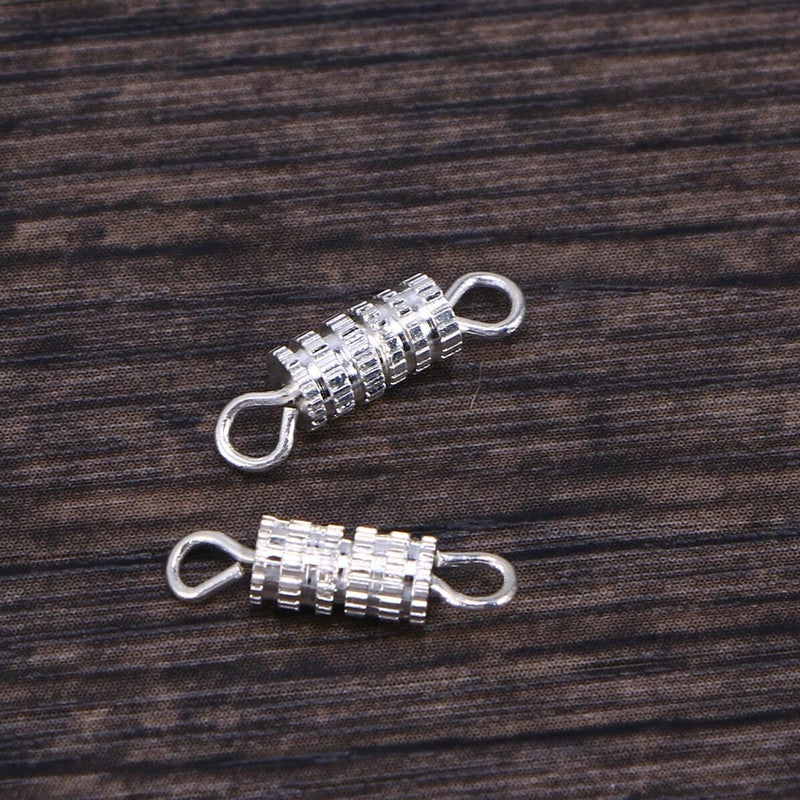 Copper Screw Lock Barrel Clasps with Split Rings for Necklace Bracelet DIY 20PCS Silver Finish - Image 3