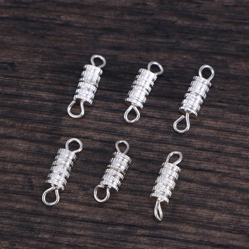 Copper Screw Lock Barrel Clasps with Split Rings for Necklace Bracelet DIY 20PCS Silver Finish - Image 4