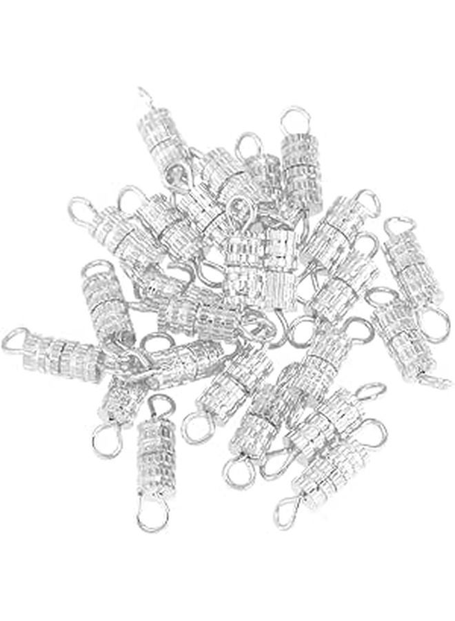 Copper Screw Lock Barrel Clasps with Split Rings for Necklace Bracelet DIY 20PCS Silver Finish - Image 1