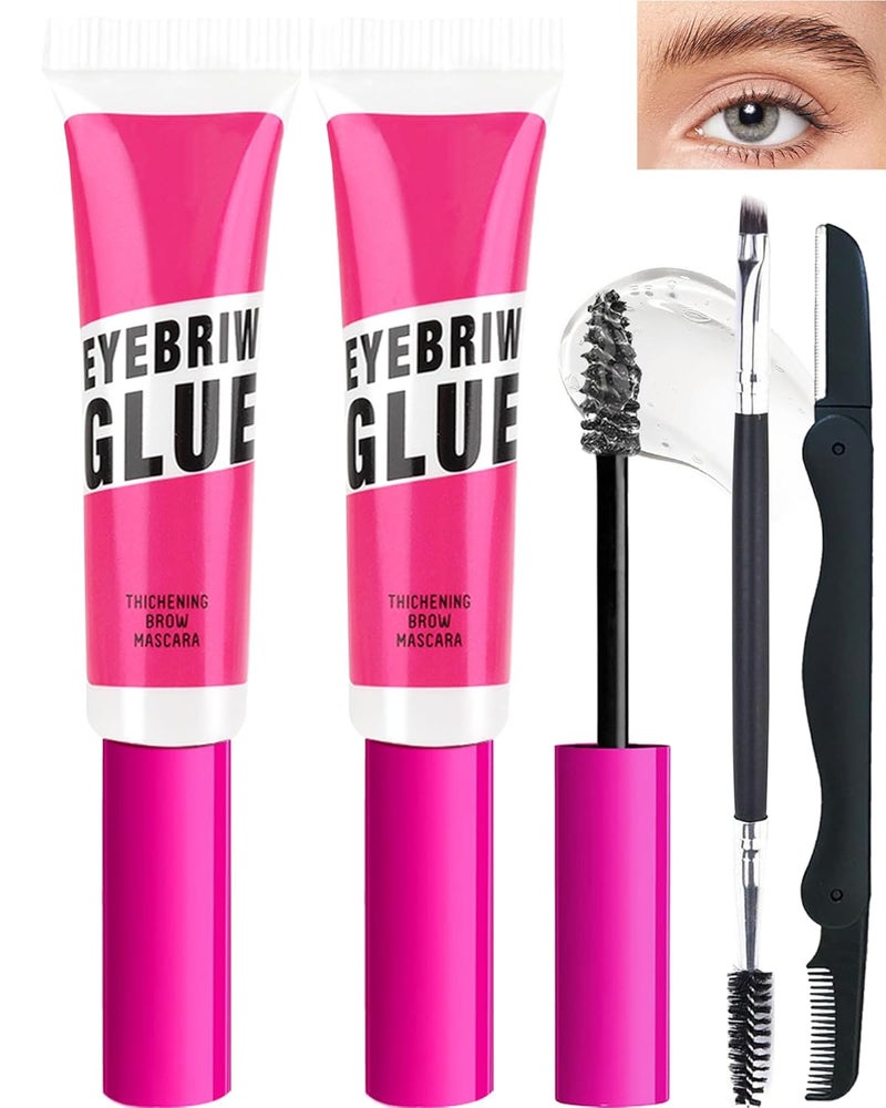 Clear Eyebrow Setting Gel2 Pcs Transparent Thickening Brow Fix GlueWaterproof SweatProof Eye Brow Repair Liquid Brow Styling GelBrow Fast Sculpt Lift GlueLong Lasting Brow Makeup for WomenSet 09