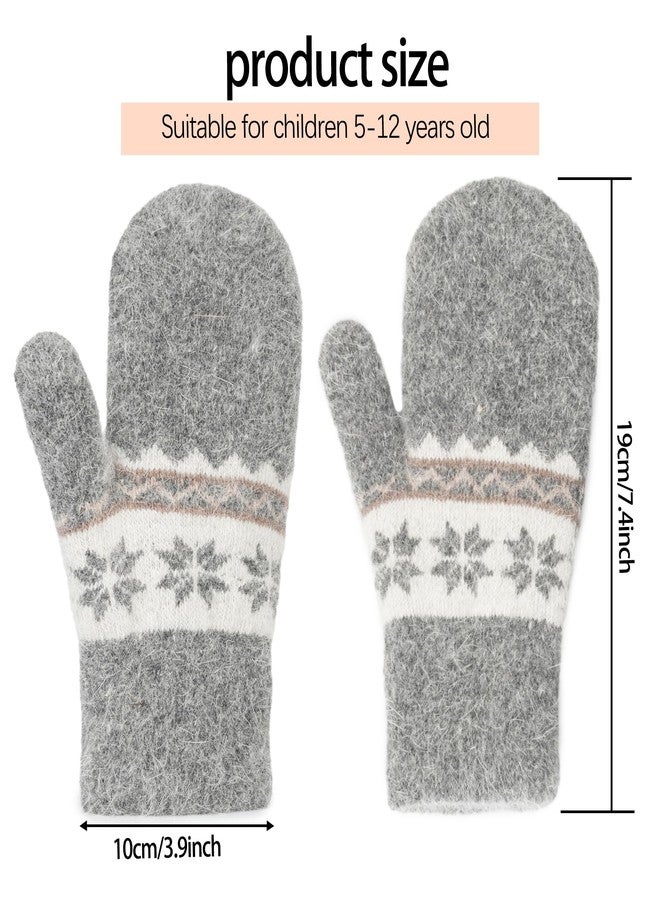 Mealah Kids-Winter-Knit-Mittens Boys-Girls Outdoor-Warm-Soft Snowflakes-Gloves Stretchy for 5-10Years Kids - Image 3