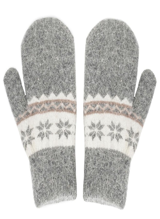 Mealah Kids-Winter-Knit-Mittens Boys-Girls Outdoor-Warm-Soft Snowflakes-Gloves Stretchy for 5-10Years Kids - Image 1