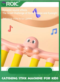 GROIC Electric Reflex Challenge Game with Music, Drop Sticks Game, Hand Eye Coordination Training Toys, Reaction Training Catching Sticks Game Educational Toys, 3 Adjustable Speed, 8 Sticks(Pink)  - Image 3