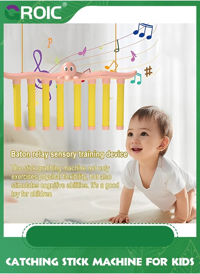 GROIC - Electric Reflex Challenge Game with Music, Drop Sticks Game, Hand Eye Coordination Training Toys, Reaction Training Catching Sticks Game Educational Toys, 3 Adjustable Speed, 8 Sticks(Pink) - Image 1