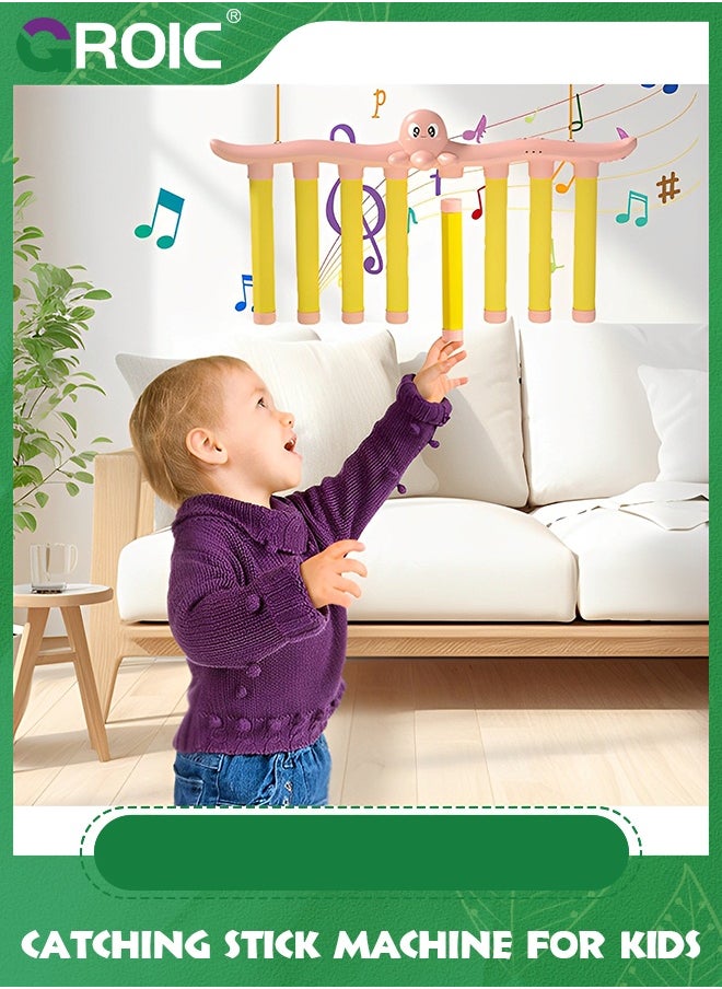 GROIC - Electric Reflex Challenge Game with Music, Drop Sticks Game, Hand Eye Coordination Training Toys, Reaction Training Catching Sticks Game Educational Toys, 3 Adjustable Speed, 8 Sticks(Pink) - Image 1
