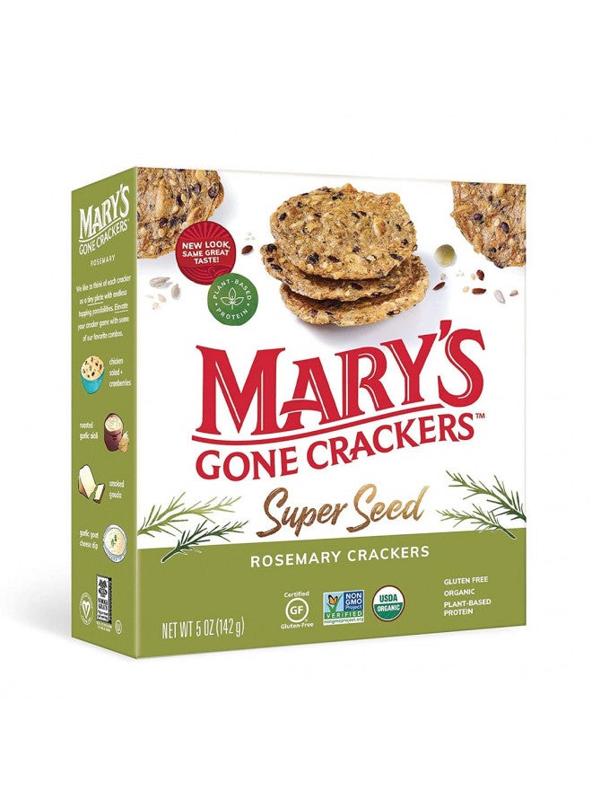 Mary's Gone Crackers Mary's Gone Crackers Super Seed Crackers, Organic Plant Based Protein, Gluten Free, Rosemary, 5 Ounce (Pack of 1)  - Image 2