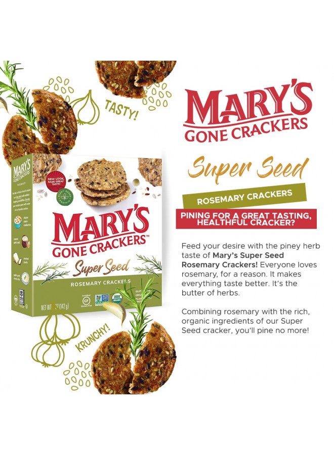 Mary's Gone Crackers Mary's Gone Crackers Super Seed Crackers, Organic Plant Based Protein, Gluten Free, Rosemary, 5 Ounce (Pack of 1)  - Image 3